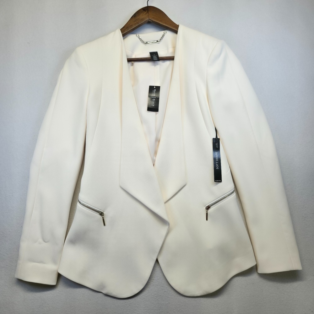White House Black Market Women's Cascading Open Front Jacket Size 0 NWT